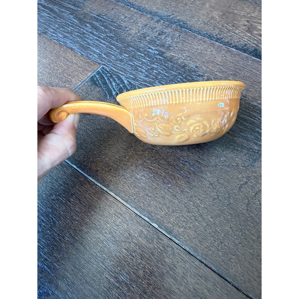 Homer Laughlin Oven Serve Bowl Small Orange Vintage Floral Embossed USA